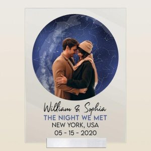 Frames |   Personalized Acrylic Plaque The Night We Met With Custom Photo And Star Map Perfect Gift For Couple’s Anniversary Frames Frames