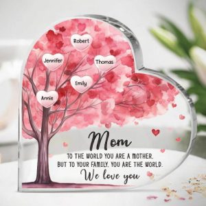 Frames |   Personalized Acrylic Plaque To Your Family You Are The World Heart Tree Design Unique Gift For Mother’s Day Frames Frames