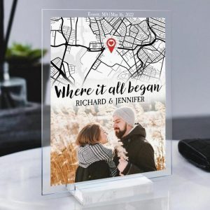 Frames |   Personalized Acrylic Plaque Where It All Began Custom Special Location Map Unique Gift For Lovers Frames Frames