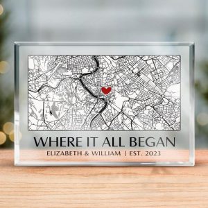 Frames |   Personalized Acrylic Plaque Where It All Began With Custom Map Special Day Design Unique Gift For Couple’s Anniversary Frames Frames