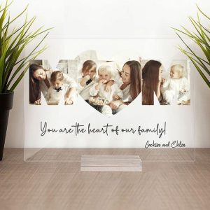 Frames |   Personalized Acrylic Plaque You Are The Heart Of Our Family With Custom Shape Photos Design Meaningful Gift For Dear Mom Frames Frames