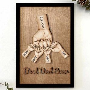 Frames |   Personalized Best Dad Ever Family Hands Picture Frame Gift For Father Frames black