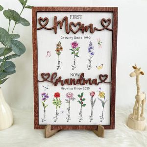 Frames |   Personalized Birth Flower Frame First Mom Now Grandma With Custom Names Perfect Gift For Mother’s Day Frames Frames