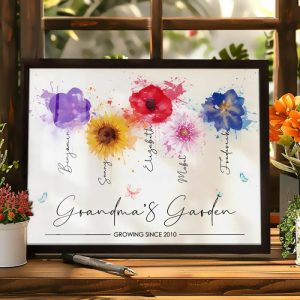 Frames |   Personalized Birth Flower Frame Intricate Present For Mother Frames black