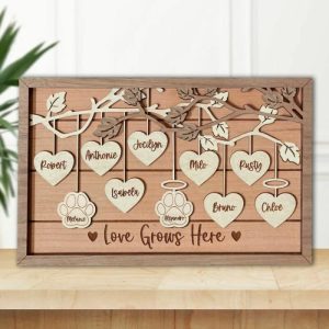 Frames |   Personalized Family Tree Frame Love Grows Here Custom Names Unique Gift For Mother’s Day Frames Frames