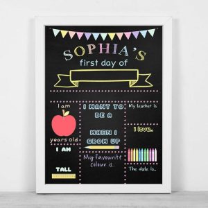 Frames |   Personalized First Day Of School Sign Custom Name Warm Gift For Kids Frames Frames