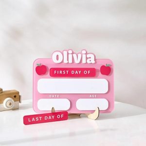 Frames |   Personalized First/Last Day Of School Sign Custom Name Colorful Present For Children Frames Frames