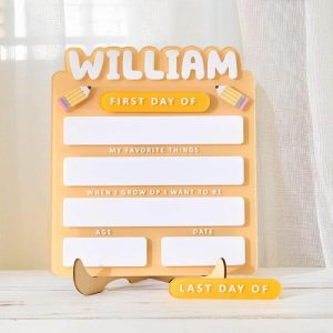 Frames |   Personalized First/Last Day Of School Sign Custom Name Simple Present For Child Frames Frames