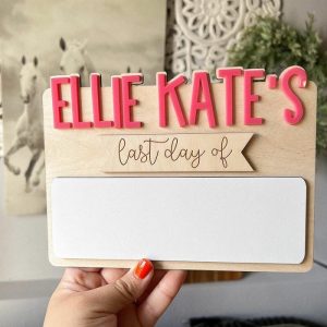 Frames |   Personalized First/Last Day Of School Sign Custom Name Warm Gift For Child Frames black