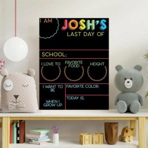 Frames |   Personalized First/Last Day Of School Sign Custom Random Color Name Colorful Present For Kids Frames Frames