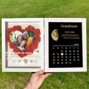 Frames |   Personalized Flower Shadow Box Custom Heart Photo Love Song Moon Phase Calendar Unique Mother’s Day Gift Frames Frames