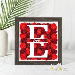 Frames |   Personalized Flower Shadow Box Custom Initial And Name Unique Gift For Loved One Frames black