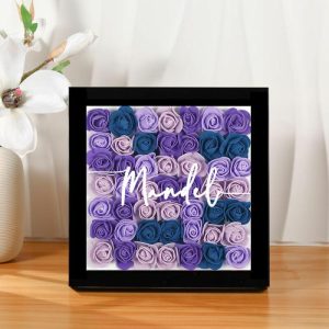 Frames |   Personalized Flower Shadow Box Custom Name Beautiful Gift For Birthday Frames black