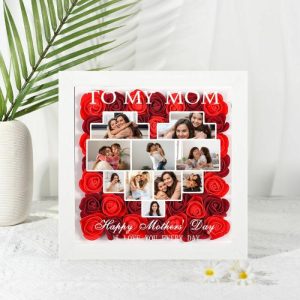 Frames |   Personalized Flower Shadow Box I Love You Every Day With Custom Photos Perfect Gift For Mother’s Day Frames black