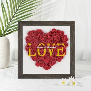 Frames |   Personalized Flower Shadow Box Love With Custom Name Design Unique Gift For Couples Frames black