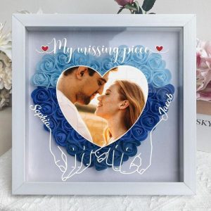 Frames |   Personalized Flower Shadow Box My Missing Piece With Hold Your Hand Design Perfect Gift For Lover Frames black