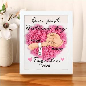 Frames |   Personalized Flower Shadow Box Our First Mother’s Day Precious Gift For Dear Mom Frames black