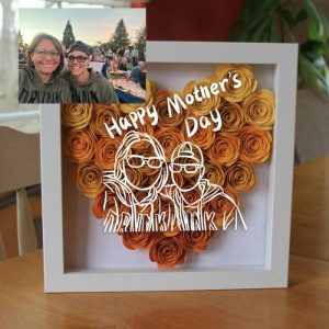 Frames |   Personalized Flower Shadow Box Photo Frame Customized Photo Warm Mother’s Day Gift Frames black