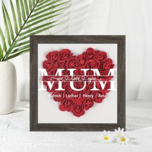 Frames |   Personalized Flower Shadow Box We Love You With Custom Names Perfect Gift For Mother’s Day Frames black