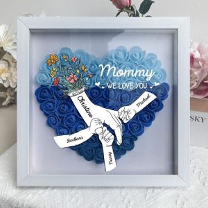 Frames |   Personalized Flower Shadow Box We Love You With Hand In Hand Design Perfect Gift For Mother’s Day Frames black