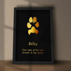 Frames |   Personalized Footprint Frame Foil Print With Custom Name Cute Gift For Pet Lover Frames Frames