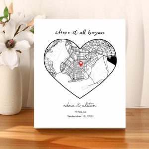 Frames |   Personalized Frame With Custom Borderless Heart Love Circular Map Exquisite Gift For Lovers Frames Frames