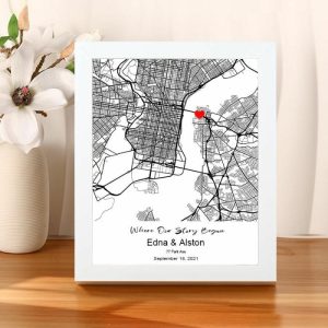 Frames |   Personalized Frame With Custom Love Map Where We Met Art Deco Creative Gift For Couple Frames Frames