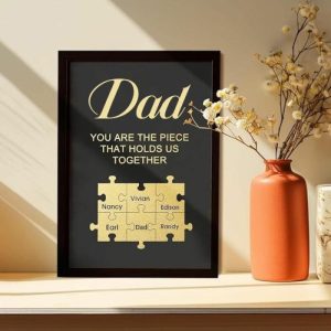 Frames |   Personalized Golden Name Puzzle Frame Warm Father’s Day Gift Frames black