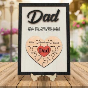 Frames |   Personalized Heart Name Puzzle Frame Warm Gift For Father’s Day Frames Frames