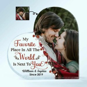 Frames |   Personalized Heart Shaped Acrylic Photo Plaque My Favorite Place Is Next To You Gift For Lovers Frames Frames