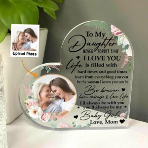 Frames |   Personalized Heart Shaped Acrylic Photo Plaque Never Forget That I Love You Gift For Daughter Frames Frames