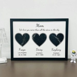 Frames |   Personalized Heart Shaped Star Map Frame Best Gift For Mother’s Day Frames black