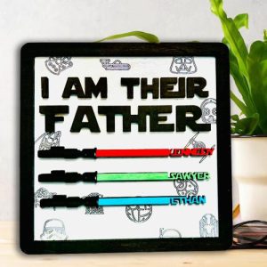 Frames |   Personalized Lightsaber Name Puzzle Frame With Star Wars Pattern For Father’s Day Frames blue