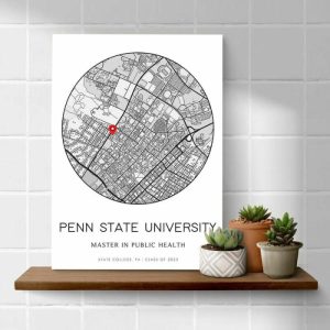 Frames |   Personalized Map Canvas Wall Art With Custom Date Funny Gift For Graduation Frames Frames