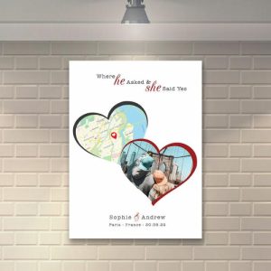 Frames |   Personalized Map Canvas Wall Art With Custom Name Creative Gift For Couples Frames Frames