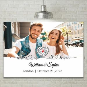 Frames |   Personalized Map Canvas Wall Art With Custom Picture Best Gift For Couples Frames Frames