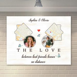 Frames |   Personalized Map Canvas Wall Art With Custom Picture Creative Present For Friend Frames Frames