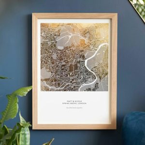 Frames |   Personalized Map Frame Foil Print Best Gift For Friend Frames black