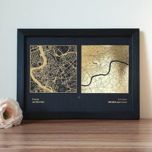 Frames |   Personalized Map Frame Foil Print Perfect Gift For Family Frames Frames