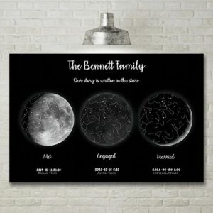 Frames |   Personalized Moon Phase Canvas Wall Art With Custom Star Map Wonderful Present For Best Family Frames 1 Name