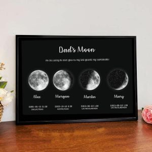 Frames |   Personalized Moon Phase Frame With Custom Star Map Perfect Present For Dear Father Frames black