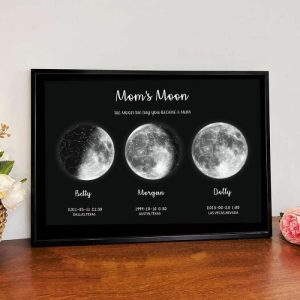 Frames |   Personalized Moon Phase Frame With Custom Star Map Wonderful Present For Dear Mother Frames black