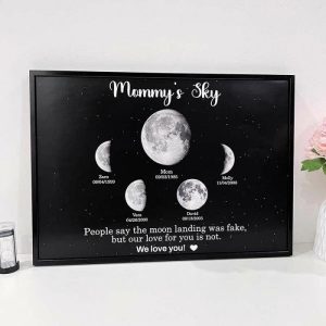 Frames |   Personalized Moon Phase Frame With Custom Text Foil Print Unique Present For Mother Frames Frames