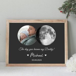 Frames |   Personalized Moon Photo Frame Customized Photo Warming Father’s Day Gift Frames Frames