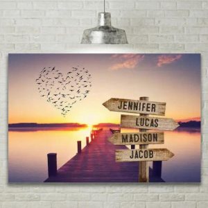 Frames |   Personalized Name Canvas Wall Art Beautiful Sunset Best Present For Family Frames Frames