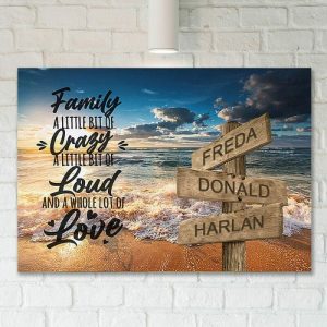 Frames |   Personalized Name Canvas Wall Art Best Gift For Family "A Little Bit Of Crazy" Frames Frames