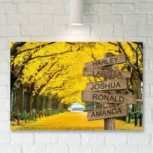 Frames |   Personalized Name Canvas Wall Art Fallen Leaves Background Perfect Gift For Your Love Frames Frames