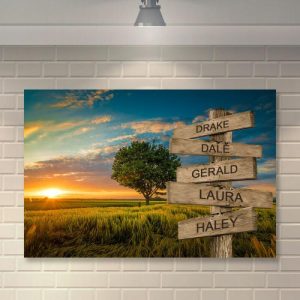 Frames |   Personalized Name Canvas Wall Art Field Background Best Gift For Family Frames Frames