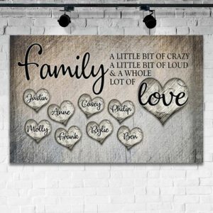 Frames |   Personalized Name Canvas Wall Art Funny Gift For Family "A Little Of Crazy" Frames Frames