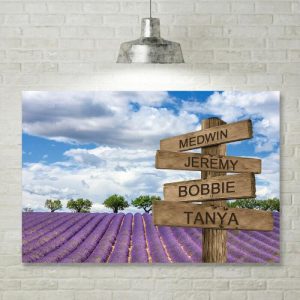 Frames |   Personalized Name Canvas Wall Art Purple Field Background Simple Gift For Family Frames Frames